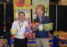 Proudly showing Cuties, kiwifruit and organic grapes are Howard Nager and Rob Kenney with Sun Pacific.
